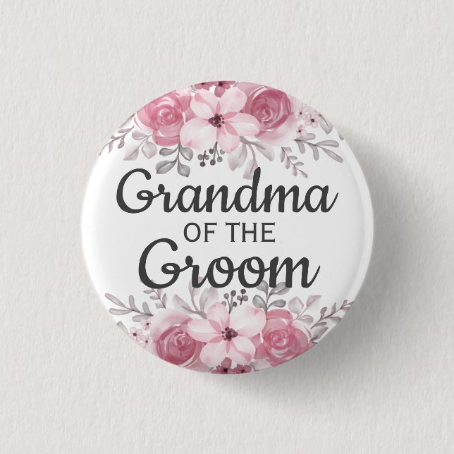 Badge Rond 2,50 Cm Grand-mère florale du marié Button (Devant)