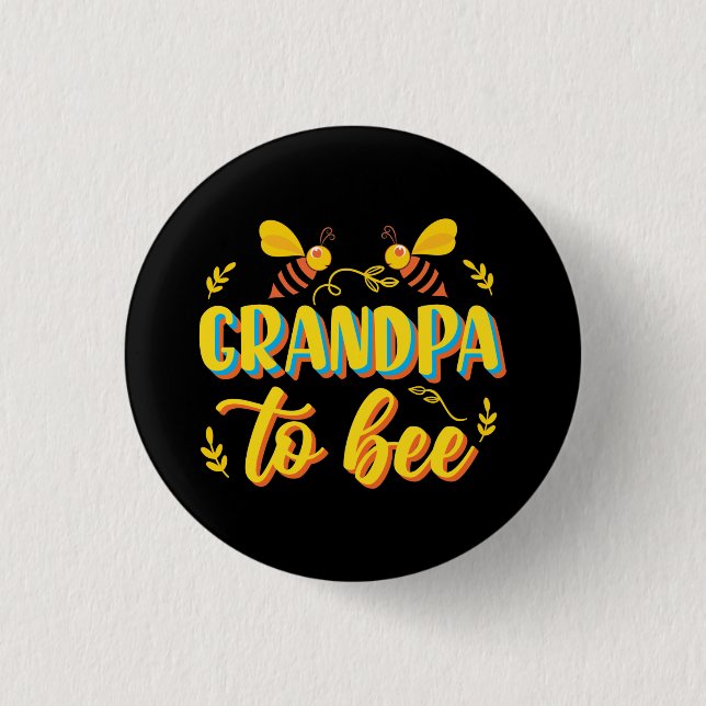 Badge Rond 2,50 Cm Grand-Père À Être Bumble Bee Baby shower (Devant)