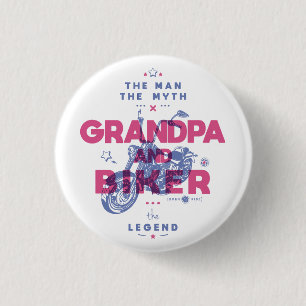 Badge Rond 2,50 Cm Grand-père et moker l'homme le mythe la légende