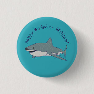 Badge Rond 2,50 Cm Grand requin blanc message personnalisé