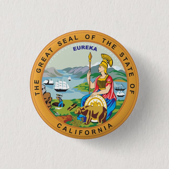 Badge Rond 2,50 Cm Grand sceau de l'état de Californie (Devant)