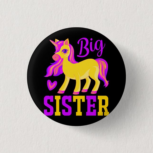 Badge Rond 2,50 Cm Grande soeur licorne magique (Devant)