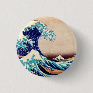 Badge Rond 2,50 Cm Grande vague au large de Kanagawa Hokusai Japonais