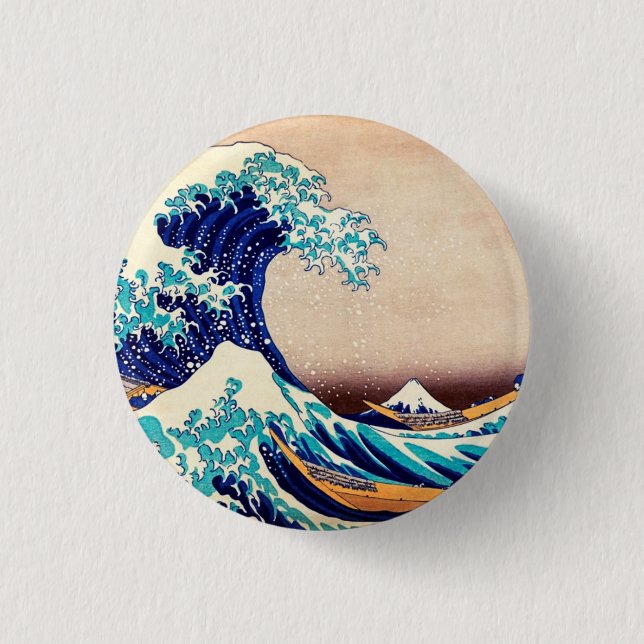 Badge Rond 2,50 Cm Grande vague au large de Kanagawa Hokusai Japonais (Devant)