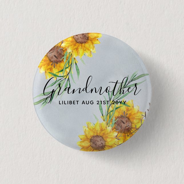 Badge Rond 2,50 Cm GRANDMA Gifts - Sunflower Themed Personalized (Devant)