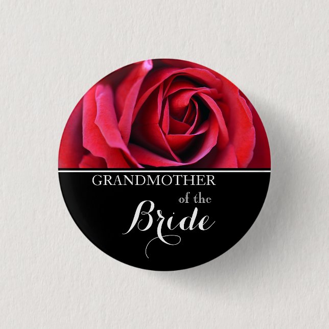 Badge Rond 2,50 Cm Grandmother of The Bride Wedding Red Roses Button (Devant)