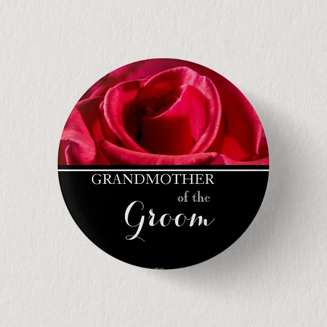 Badge Rond 2,50 Cm Grandmother of The Groom Wedding Red Roses (Devant)