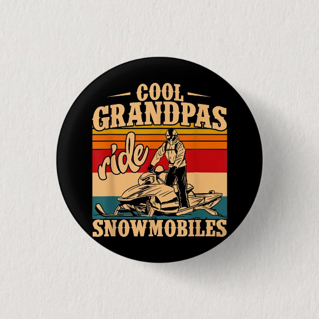 Badge Rond 2,50 Cm Grandpas cool randonnée Motoneige Motoneige Motone (Devant)