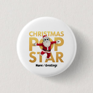 Badge Rond 2,50 Cm Graphique Robot Santa Star de Noël Pop