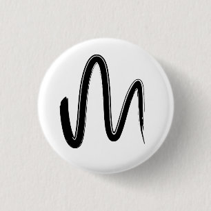 Badge Rond 2,50 Cm Graphisme d'art minimaliste dessiné à la main en m