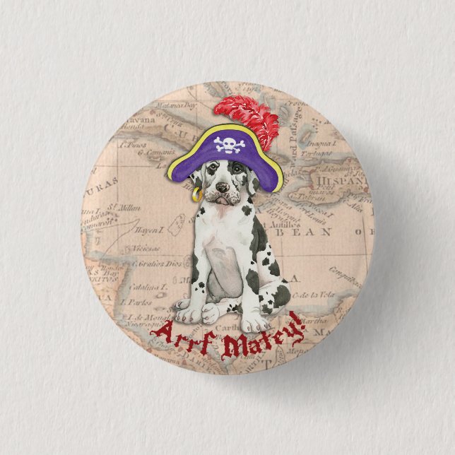 Badge Rond 2,50 Cm Great Dane Pirate (Devant)