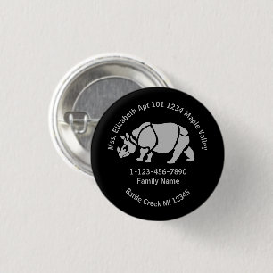 Badge Rond 2,50 Cm Great Indian Rhino Perdu Family Home Adresse : 
