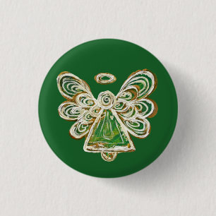 Badge Rond 2,50 Cm Green Guardian Holiday Angel Custom Button Pins