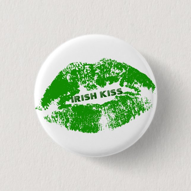 Badge Rond 2,50 Cm Green Lips Irish Kiss (Devant)