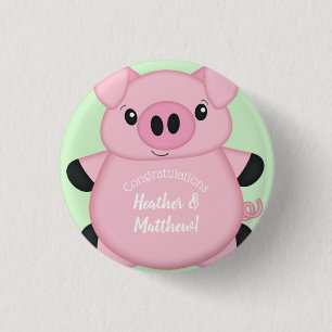 Badge Rond 2,50 Cm Green Pig Baby