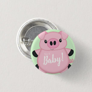 Badge Rond 2,50 Cm Green Pig Baby