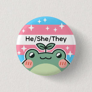 Badge Rond 2,50 Cm Grenouille à drapeau transgenre Pronoun personnali