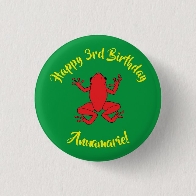 Badge Rond 2,50 Cm Grenouille arborescente Anniversaire de enfant mûr (Devant)