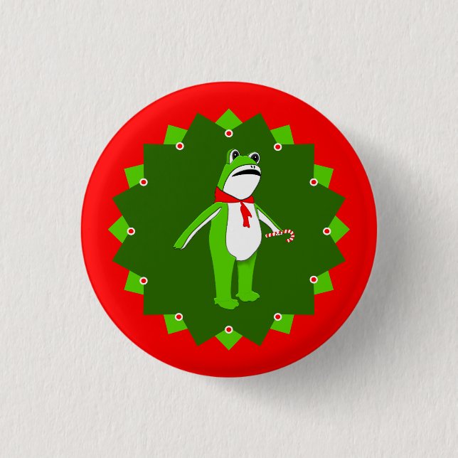 Badge Rond 2,50 Cm Grenouille de protestation de Noël (Devant)