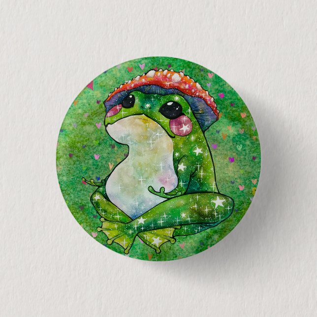 Badge Rond 2,50 Cm Grenouille nommée Clover (Devant)