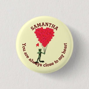 Badge Rond 2,50 Cm Grenouille romantique mignonne et coeur rouge pers