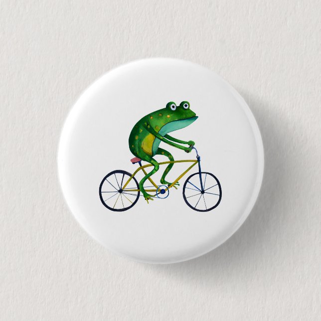 Badge Rond 2,50 Cm Grenouille sur bicyclette (Devant)