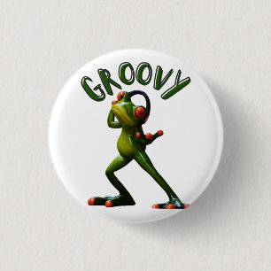 Badge Rond 2,50 Cm Grenouille verte groovy
