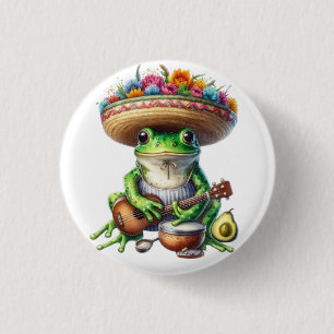 Badge Rond 2,50 Cm Grenouille verte musicale