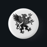Badge Rond 2,50 Cm Griffin - noir et blanc<br><div class="desc">Un motif héraldique héraldique de style boisé audacieux</div>