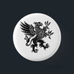 Badge Rond 2,50 Cm Griffin - noir et blanc<br><div class="desc">Un motif héraldique héraldique de style boisé audacieux</div>