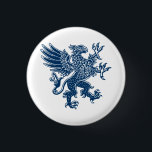 Badge Rond 2,50 Cm Griffin - Style bleu Indigo<br><div class="desc">Un motif héraldique héraldique de style boisé audacieux</div>