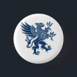 Badge Rond 2,50 Cm Griffin - Style bleu Indigo<br><div class="desc">Un motif héraldique héraldique de style boisé audacieux</div>
