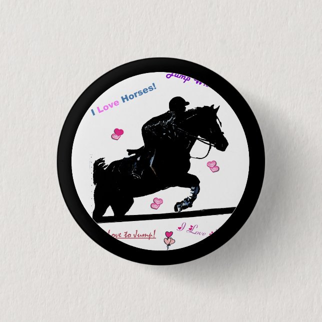 Badge Rond 2,50 Cm Griffonnages de cheval (Devant)