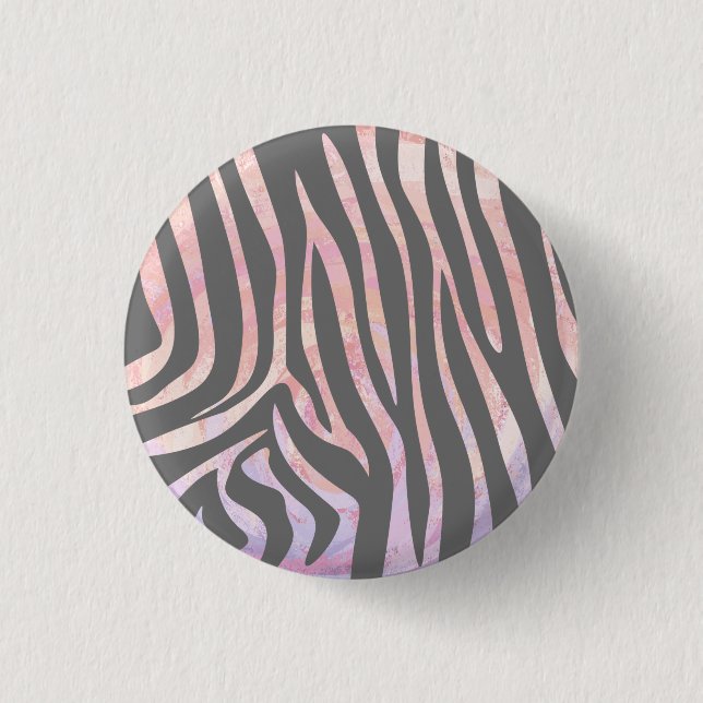 Badge Rond 2,50 Cm Gris clair et rose Zebra (Devant)