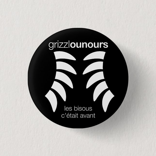 Badge Rond 2,50 Cm Grizzlounours Collection. (Devant)