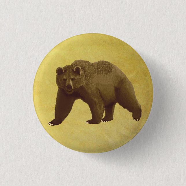 Badge Rond 2,50 Cm Grizzly Bear (Devant)