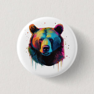 Badge Rond 2,50 Cm Grizzly Oear Amateurs Pop Art Big Grizzly Ours