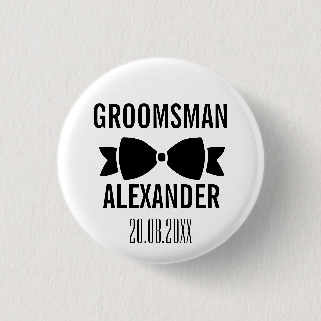 Badge Rond 2,50 Cm Groom Groomsman Mariage Fête Favoriser Keepsaké (Devant)
