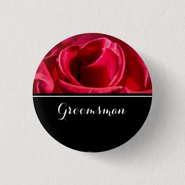 Badge Rond 2,50 Cm Groomsman épousant les roses rouges (Devant)
