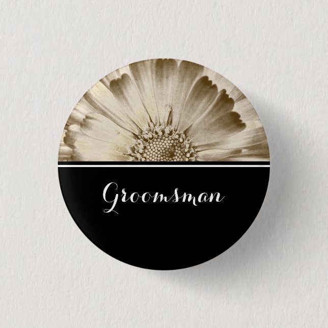 Badge Rond 2,50 Cm Groomsman Mariage Gold Daisy (Devant)
