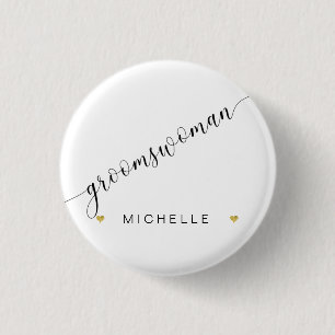 Badge Rond 2,50 Cm Groomswoman Script simple moderne
