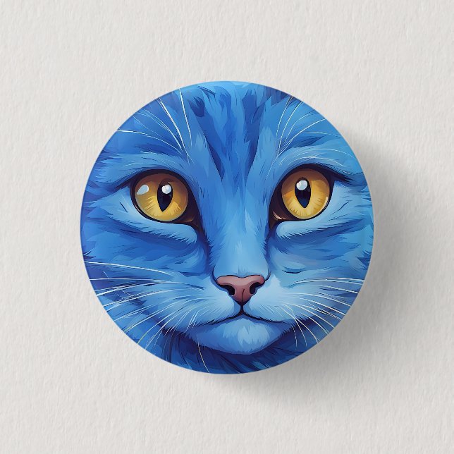 Badge Rond 2,50 Cm Gros chat bleu. (Devant)