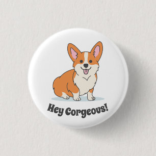 Badge Rond 2,50 Cm Gros Chiot de Corgi - Hey Corgee