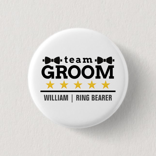 Badge Rond 2,50 Cm Groupe d'équipe | Groomsman | Licence | Blanc noir (Devant)
