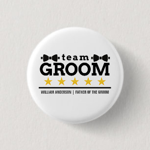 Badge Rond 2,50 Cm Groupe d'équipe Groomsman Licence Blanc noir