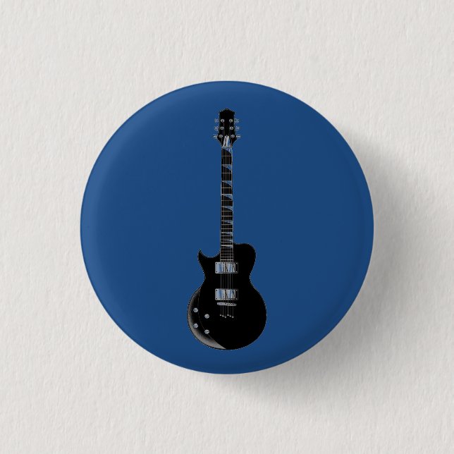 Badge Rond 2,50 Cm Guitare électrique Bleu Black Pop Art (Devant)