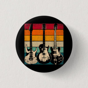 Badge Rond 2,50 Cm Guitare rétro