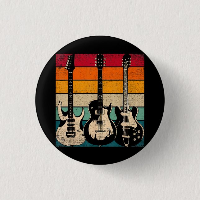 Badge Rond 2,50 Cm Guitare rétro (Devant)