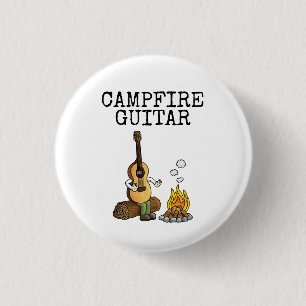 Badge Rond 2,50 Cm Guitariste de feu de camp, Guitare acoustique