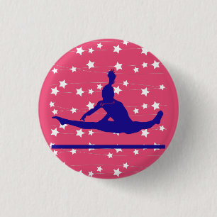 Badge Rond 2,50 Cm Gymnaste Étoiles Tournoyantes